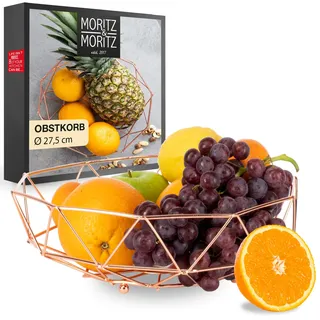 Moritz & Moritz Obstschale Roségold Modern 27,5cm - Obstkorb Rosa Metall – Korb für Geschenke, Früchte, Gemüse und Brot