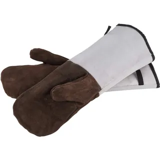 APS Backhandschuhe, Grillhandschuhe, Ofenhandschuhe, extrem hitzebeständig bis 250°C, Leder, Einheitsgröße