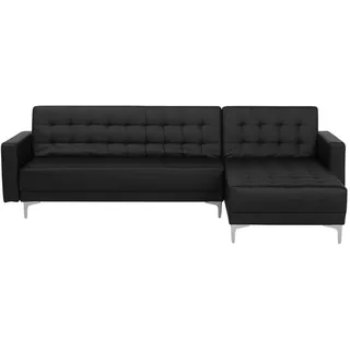 Beliani Ecksofa Kunstleder Schwarz rechtsseitig Aberdeen , Textil , L-Form , 267x168 cm , Wohnzimmer, Sofas & Couches, Wohnlandschaften, Ecksofas