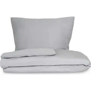 Satin-Bettwäsche hellgrau, Reißverschluss – 140 x 200, 70 x 90 cm - Grau