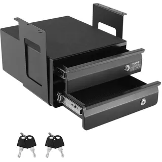 Vevor Untertisch Schublade 365x335x250 mm, Unterbau Schreibtisch, versteckter 2-lagiger Aufbewahrungs-Organizer, abschließbare Bleistiftschublade für die Untermontage für Sitz-Steh-Arbeitsplätze