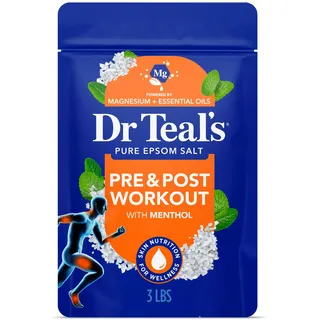 Pure Epsom Salt Soaking Solution von Dr. Teal's, Bittersalz-Lösung mit Magnesiumsulfat & Menthol für vor und nach dem Training, 1,36 kg