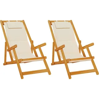 vidaXL Liegestuhl 2 stk. Braun Massivholz Akazie - Braun