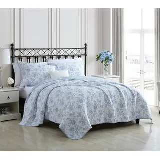 Laura Ashley Home – Bettwäsche-Set für King-Size-Betten, wendbar, Blumenmuster, Baumwolle, mit passenden Kissenbezügen, Heimdekoration für alle Jahreszeiten (Walled Garden Blue, King)