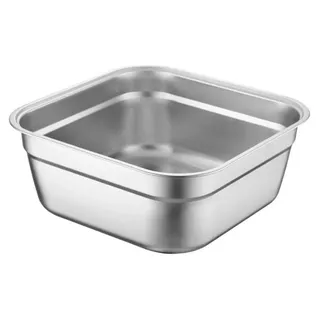 Vierkantige Schüssel – Edelstahl – Große Kapazität – Küchenbehälter – Obstschale – Gemüseschale – Schlichtes Design – Küchenschüssel - Silber