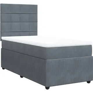vidaXL Boxspringbett mit Matratze Dunkelgrau 90x200 cm Samt - Grau