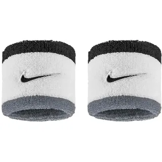 Nike Swoosh Classic Wristbands 2er Pack Schweißbänder Tennis Fitness Running Handgelenkbänder Sport, White/Cool Grey/Black, One Size