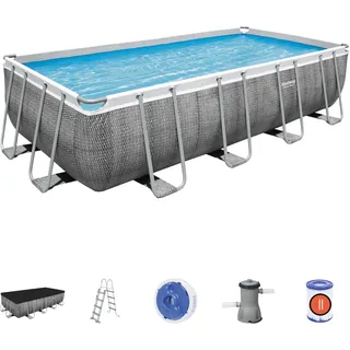 BESTWAY Power Steel 56996-3 Set Aufstellpool rechteckig 488 x 244 x 122 cm