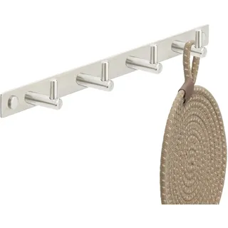 Stahlia Hakenleiste EDELSTAHL gebürstet Garderobenleiste 4x Haken (L: 310mm) Modell:JULIA Wandgarderobe mit 1/4/6/8/10 Kleiderhaken Garderobenhaken Wandhaken