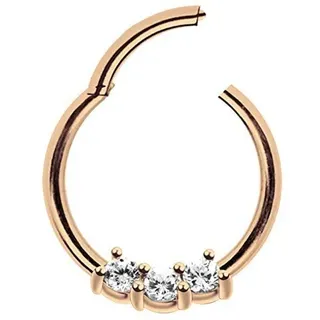Piercing Ring Smooth Segment Clicker mit Stein in 1,2 mm Stärke