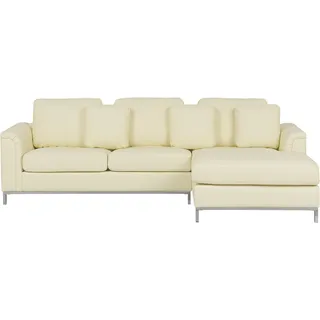 Beliani Ecksofa 4-Sitzer OSLO Echtleder Hellbeige Linksseitig