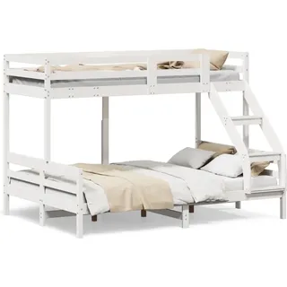 vidaXL Etagenbett 90x200/140x200 cm Weiß Massivholz Kiefer - Weiß