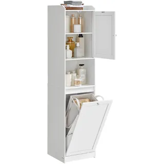 VASAGLE Badezimmerschrank mit Wäschekorb 40 x 40 x 170 cm Wolkenweiß