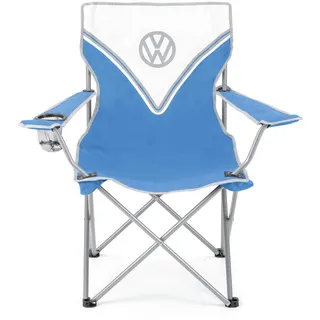 Board Masters VW Collection - Volkswagen Faltbarer Camping-Klapp-Faltstuhl mit Getränkehalter im T1 Bulli Bus Design 85 cm (Classic Bus/Blau)
