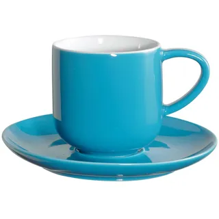 ASA 19000381 Coppa Espressotassen, 4 Einheiten, Keramik, 5,80 x 5,80 x 5,60 cm, türkis/weiß