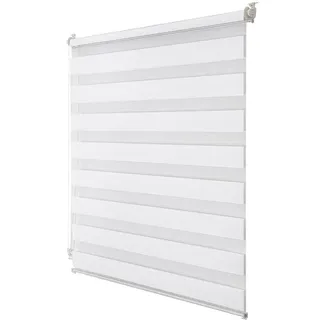 Unyqoos® Doppelrollo Weiß, stufenlos verstellbar – 100% Polyester, Klemmfix ohne Bohren (15–23 mm), von lichtdurchlässig bis verdunkelnd, kindersichere Schnurhalterung - Weiß