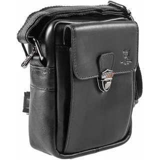 MATADOR kleine kompakte Leder Umhängetasche Herren Ledertasche Schultertasche Schwarz Nappa