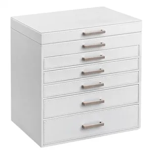 Schmuckkästchen , Weiß , Kunststoff, Textil, Holzwerkstoff , 30.2x31.4x21 cm , Kosmetikspiegel, Schubladen herausnehmbar, verschließbar , Kleinmöbel, Schmuckkästchen & Schmuckschränke