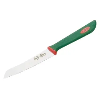 Sanelli Tomatenmesser, Klingenlänge 11,5 cm, Küchenmesser mit Wellenschliff, Farbe: grün