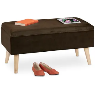 Relaxdays Sitzbank , Braun , Holzwerkstoff, Holz, Textil , 80x41x40 cm , Wohnzimmer, Sessel, Hocker & Hockerbänke, Sitzhocker