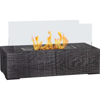 HOMCOM Ethanol Kamin, Tischkamin, 1000BTU Tischfeuer, 0,15L Bio-Ethanol Kamin mit Feuerdeckel, Bio-Ethanol-Brenner mit Holzoptik, für Indoor, Edelstahl, Grau