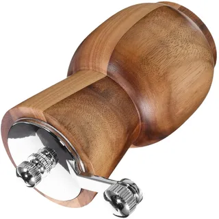 Pfeffermühle mit Kurbel und Edelstahl, Braun, Handlich | Kleine Pfeffermühle, Ergonomischer Kurbelgriff, Klassisches Design für Grillgerichte