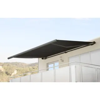 Elektrische Kassettenmarkise T122, Markise Vollkassette 4x3m Acryl anthrazit, Rahmen grau - Schwarz