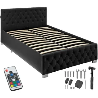 tectake Polsterbett Sedona, großer Stauraum, Samtoptik schwarz , Samtahornfarben, Schwarz , Holz , 120x200 cm , Ce , Schlafzimmer, Betten, Polsterbetten