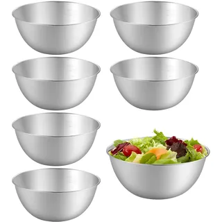 6 Stück Edelstahl Schüssel, Rührschüssel Salatschüssel Set, Edelstahlschüsseln mit Messmarken, Spülmaschinenfest, Stapelbar, für Müslischale, Dipschale, Snackschale, Servierschale (0.7 L, Ø 16.8 cm)