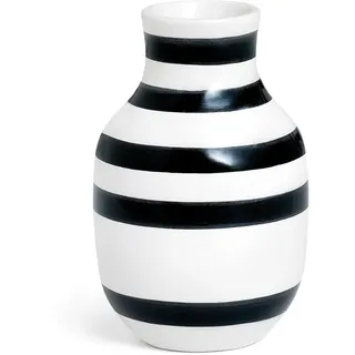 Kähler Vase H12.5 cm Omaggio Originaldesign mit handgemalte Streifen, schwarz