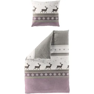 BIERBAUM Bettwäsche »Wichtel« 2 tlg. tlg. 100 % Baumwolle, Biber, unterschiedliche Weihnachts-Designs