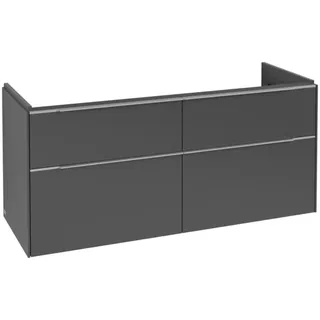 Villeroy & Boch Subway 3.0 Waschbeckenunterschrank, 4 Auszüge, 1272x576x478mm, C56800VR, Farbe: Front/Korpus: Graphite, Griff: Aluminium glänzend