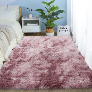 linyingdian Hochflor Teppich wohnzimmerteppich Langflor - Teppiche für Wohnzimmer flauschig Shaggy Schlafzimmer Bettvorleger Outdoor Carpet. (Pink Lila, 120x160cm)