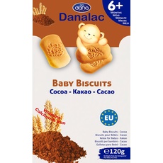 Danalac Babykekse Kakao, 120 g Snacks und Nahrung für Kleinkinder ab 6 Monaten mit Kalzium, Eisen und Vitaminen