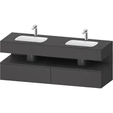 Duravit Qatego Einbauwaschtisch mit Konsolenwaschtischunterbau, 1600x550x600mm, Nische Graphit Matt, Doppelwaschtisch, QA4797049, Farbe: Graphit Matt/mit Nischenbeleuchtung