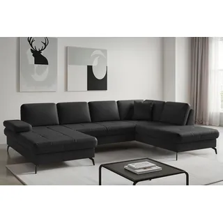 Wohnlandschaft SIT & MORE "Morris Jubi, Breite 300 cm", schwarz, Sofas, B/H/T: 300cm x 83cm x 202cm, NaturLEDER, Ottomane rechts, Mit Armteilverstellung,mit Armteilverstellung, Wohnlandschaft, mit Armteilfunktion, optional mit Bettfunktion, B:300cm H:83cm T:202cm