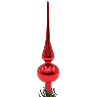 Dekohelden24 Lauschaer Christbaumschmuck - Christbaumspitze glänzend rot Uni, 24 cm, KGL500182A-glanz, Rot Glänzend