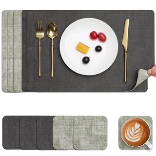Myir JUN Tischsets abwaschbar Leder und Untersetzer doppelseitige Platzsets