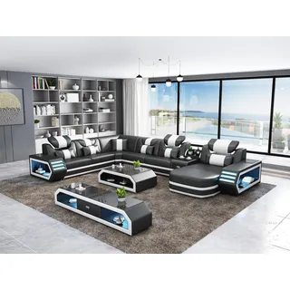 Polster Ecksofa Ausgefallene Wohnlandschaft eckgarnitur couchen sofas usb led
