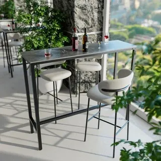 Bildtafel - Luxe Tisch - Garten & Wohnzimmer - 120x40x105 Cm - Marmor - Weiß - Weiß