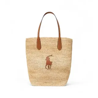 Polo Ralph Lauren für Damen. 428923661006 Große Tragetasche aus Bast mit beigem Big Pony (OSFA), Lässig, Raffia