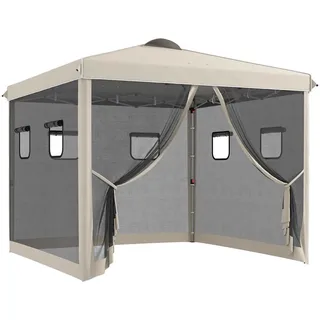 Outsunny Faltpavillon 2,97 x 2,87 m inkl. 4 Seitenteile Beige