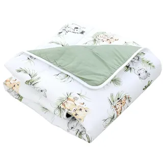 TupTam Krabbeldecke für Baby 120x120 cm - Gepolsterte Spieldecke Baby Baumwolle, XXL, OEKO-TEX, Weich & Hautfreundlich, Farbe: Safari/Löwe/Braun/Blätter/Grün
