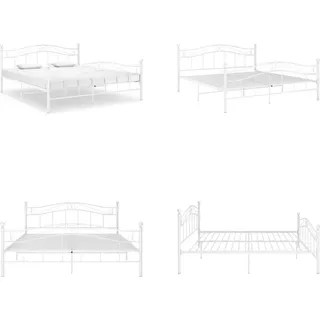 vidaXL Bett Weiß Metall 180x200 cm - Bettgestell - Bettgestelle - Bettrahmen - Bettrahmen - Weiß