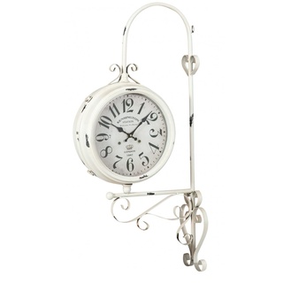 Biscottini Vintage Wanduhr 97 x 47 x 19 cm – Uhr Bahnhof – Wanduhr Küche aus weißem Eisen – doppelseitige Küchenuhren