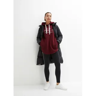 Jogginganzug BONPRIX "Jogginganzug mit Long-Sweatshirt und Leggings (2-teilig)", Damen, Gr. 52/54 (XXL), rot (ahornrot, schwarz), Obermaterial: 60% Baumwolle, 40% Polyester. Unterteil: 95% Baumwolle, 5% Elasthan, mehrfarbig, oversize, Sportanzüge Jogginganzug, zweiteiliges Set, extra langes Sweatshirt, knöchelfreie Leggings