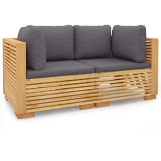 vidaXL Garten-Ecksofas mit Kissen 2 Stk. Massivholz Teak - Braun