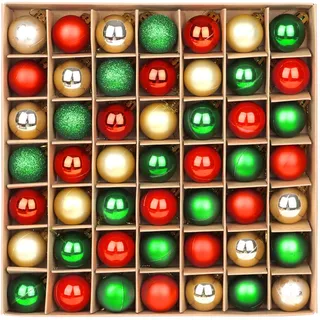 DERAYEE klein Weihnachtskugeln, 49 Stück 3cm Weihnachtsbaumkugeln Glitter Weihnachtskugeln für Weihnachtsbaum Dekoration,Weihnachtsbaumschmuck(rot und grün) (Rot & Dunkelgrün & Gold 49PC)