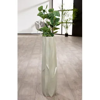 GILDE Vase Fortuna Keramik grün matt 63 cm hoch 18 cm Durchmesser mit Muster