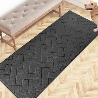 FCSDETAIL Schmutzfangmatte Innen 60 x 150 cm, rutschfeste Fußmatte, waschbar Sauberlaufmatte, absorbierend Fussmatte, Läufer Teppich für Hund, Eingang, Haustür, Flur, Küchen